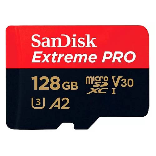 Карта памяти SanDisk Extreme Pro Micro SDXC + SD Adapter, 128 Гб