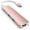 Фото — Адаптер Satechi Slim Aluminum Type-C Multi-Port Adapter + встроенный кабель USB-C, «розовое золото»