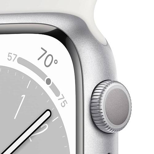 Apple Watch Series 8, 41 мм, корпус из алюминия серебристого цвета, ремешок серебристого цвета, S/M