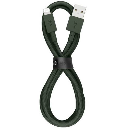 Кабель "vlp" Nylon Cable USB A - Lightning MFI, 1.2м, темно-зеленый