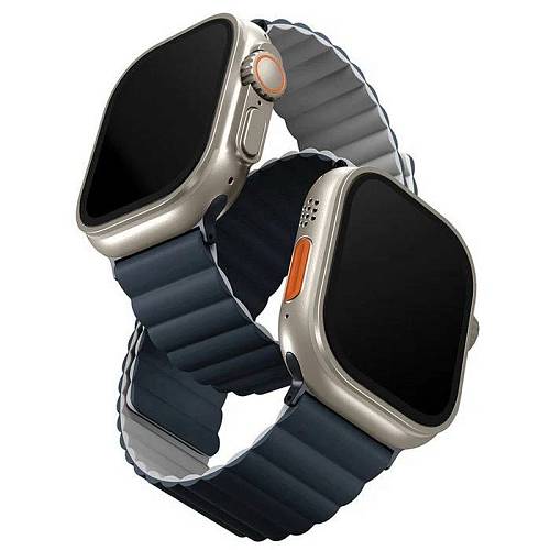 Ремешок для смарт-часов Uniq Apple Watch 49/45/44/42 mm Revix reversible Magnetic Storm, сине/серый