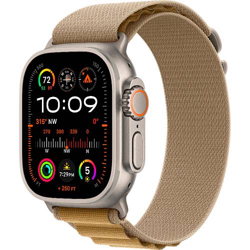 Apple Watch Ultra 2 (2024), 49 мм, корпус цвета «титановый бежевый», бежевый ремешок Alpine, M