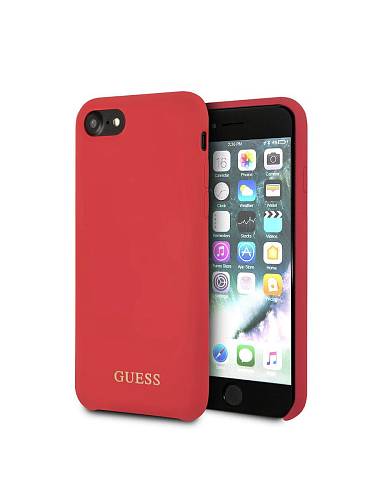 Чехол для смартфона Guess для iPhone 7/8/SE 2020 Silicone collection Gold metal logo Hard Red