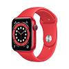 Фото — Apple Watch Series 6, 44 мм, алюминий цвета (PRODUCT)RED, спортивный ремешок красного цвета