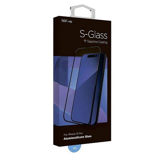 Защитное стекло для смартфона "vlp" Corning S-Glass 2.5D для iPhone 15 Pro с черной рамкой