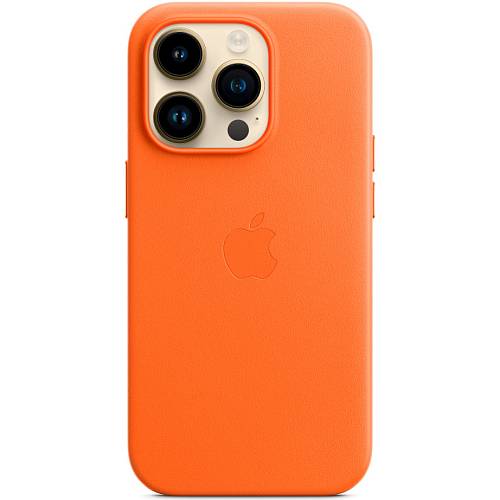 Чехол для смартфона iPhone 14 Pro Leather Case with MagSafe, оранжевый