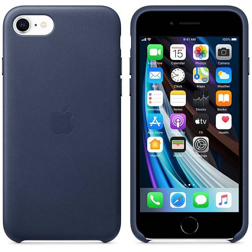 Чехол для смартфона Apple для iPhone SE, кожа, темно-синий