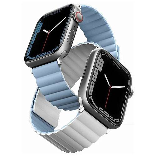 Ремешок для смарт-часов Uniq Apple Watch 41/40/38 mm Revix reversible Magnetic, белый/голубой