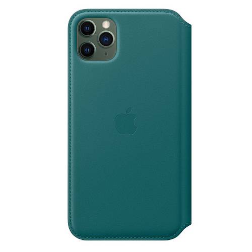 Чехол для смартфона Folio для iPhone 11 Pro Max, кожа, «зеленый павлин»