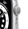 Фото — Apple Watch Series 6, 44 мм, алюминий серебристого цвета, спортивный ремешок белого цвета