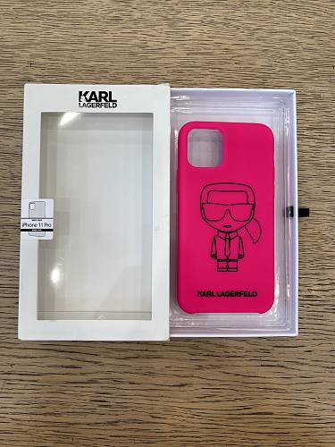 Чехол для смартфона Karl Lagerfeld для iPhone 11 Pro Liquid silicone Ikonik outlines Hard Pink/Black (уценка)