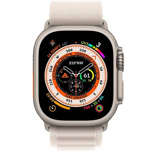 Apple Watch Ultra GPS + Cellular, 49 мм, корпус из титана, ремешок Alpine цвета «сияющая звезда» M