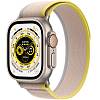 Фото — Apple Watch Ultra GPS + Cellular, 49 мм, корпус из титана, ремешок Trail желтого/бежевого цвета S/M