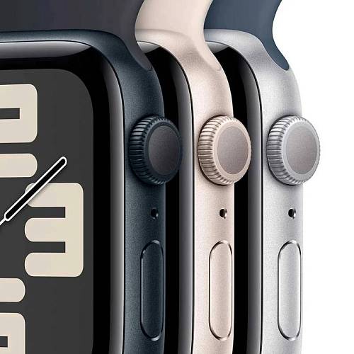 Apple Watch SE (2-е поколение 2023), 44 мм, алюминий цвета «темная ночь», тканевый ремешок