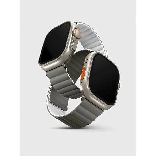 Ремешок для смарт-часов Uniq Apple Watch 49/45/44/42 mm Revix reversible Magnetic, серый/белый