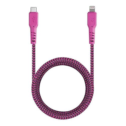 Кабель EnergEA FibraTough USB-C - Lightning MFI 1.5 м, розовый