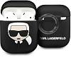 Фото — Чехол для наушников Lagerfeld для Airpods 1/2 Silicone case with ring Karl Black
