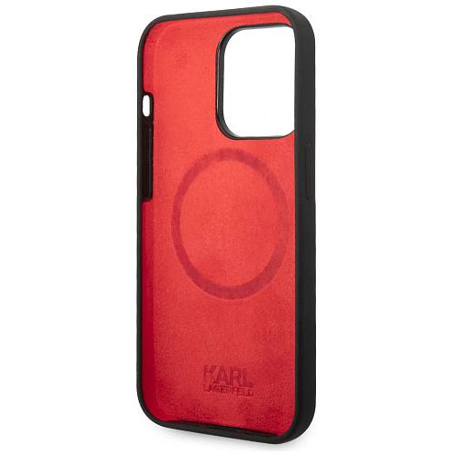 Чехол для смартфона Lagerfeld iPhone 14 Pro Liquid silicone Choupette Hard, черный (MagSafe)