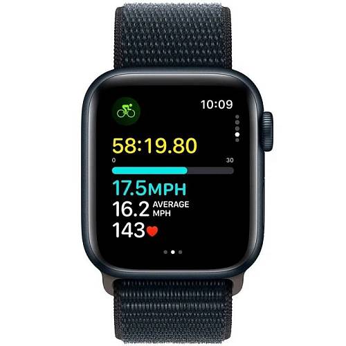Apple Watch SE (2-е поколение 2023), 44 мм, алюминий цвета «темная ночь», тканевый ремешок