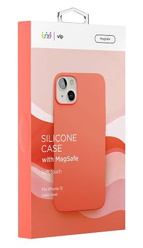 Чехол для смартфона vlp Silicone case with MagSafe для iPhone 13, коралловый