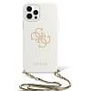 Фото — Чехол для смартфона Guess для iPhone 12 Pro Max (6.7) Liquid silicone 4G Big logo Hard White + Gold chain