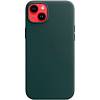 Фото — Чехол для смартфона iPhone 14 Plus Leather Case with MagSafe, «лесной зеленый»