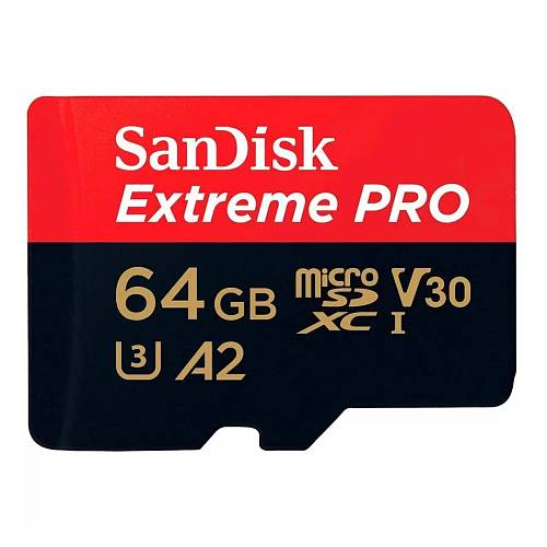 Карта памяти SanDisk Extreme Pro Micro SDXC + SD Adapter, 64 Гб