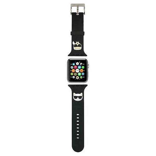 Ремешок для смарт-часов Lagerfeld Apple Watch 41/40/38 mm Silicone Karl and Choupette heads, черный