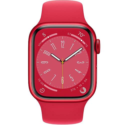 Apple Watch Series 8, 45 мм, корпус из алюминия цвета (PRODUCT)RED, ремешок красного цвета, M/L