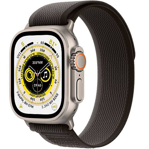 Apple Watch Ultra GPS + Cellular, 49 мм, корпус из титана, ремешок Trail черного/серого цвета M/L