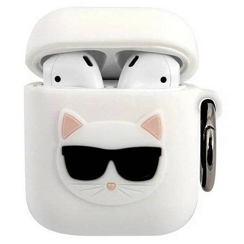 Чехол для наушников Lagerfeld для Airpods 1/2 Silicone case with ring Choupette White