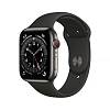 Фото — Apple Watch Series 6 GPS + Cellular, 40 мм, сталь цвета графит, спортивный ремешок черный