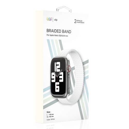Ремешок для смарт-часов vlp для Apple Watch 38/40/41, L/XL, 2шт, нейлоновый плетёный, белый