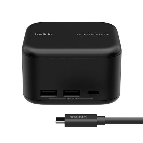 Док-станция Belkin Connect USB-C 6-in-1 Core GaN Dock 130Вт, черный