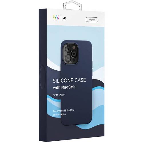 Чехол для смартфона vlp Silicone case with MagSafe для iPhone 13 Pro Max, темно-синий