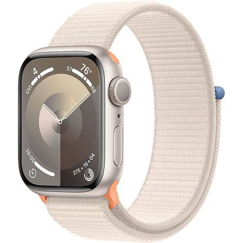Apple Watch Series 9, 41 мм, корпус из алюминия цвета «сияющая звезда», плетеный ремешок