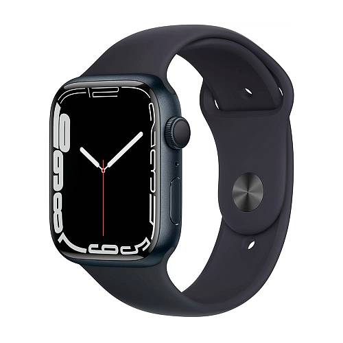 Apple Watch Series 7, 45 мм, корпус из алюминия «темная ночь», спортивный ремешок «темная ночь»