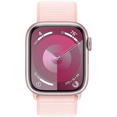 Apple Watch Series 9, 41 мм, корпус из алюминия розового цвета, плетеный ремешок