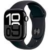 Фото — Apple Watch Series 10, 42 мм, алюминий черного цвета, ремешок Sport Band черного цвета, S/M