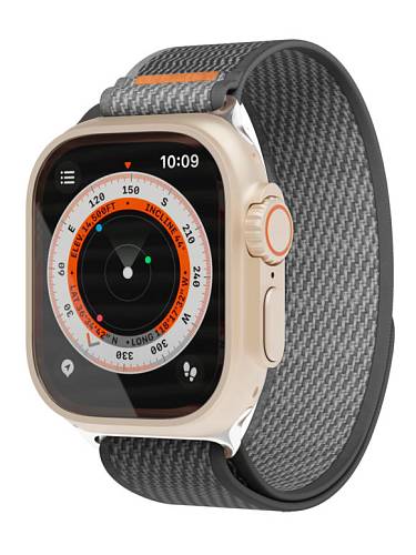 Ремешок для смарт-часов Trail Band "vlp" для Apple Watch 42/44/45/49mm, нейлоновый, черный-серый