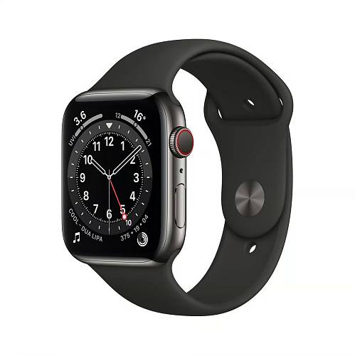 Умные часы Apple Watch Series 6 GPS + Cellular, 40 мм, сталь цвета графит, спортивный ремешок черный (уценка)