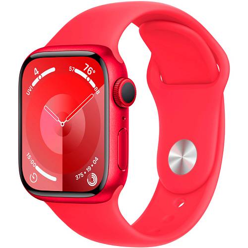 Apple Watch Series 9, 45 мм, корпус из алюминия цвета (PRODUCT)RED, спортивный ремешок, M/L