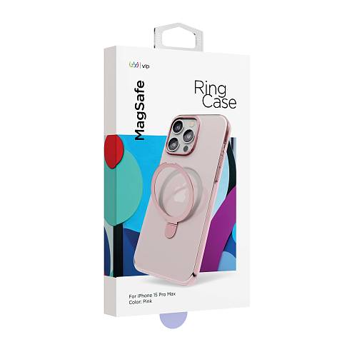 Чехол для смартфона "vlp" Ring Case с MagSafe подставкой для iPhone 15 Pro Max, розовый
