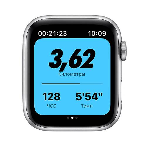 Apple Watch Nike Series 6, 44 мм, алюминий серебристого цвета, ремешок Nike «чистая платина/черный»