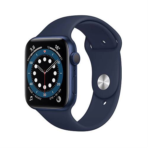 Умные часы Apple Watch Series 6, 44 мм, алюминий синего цвета, спортивный ремешок «темный ультрамарин» (уценка)