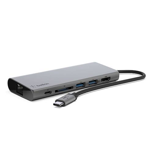 Адаптер Belkin USB-C, 1xUSB-C, 2xUSB-A, HDMI, 60В, черный