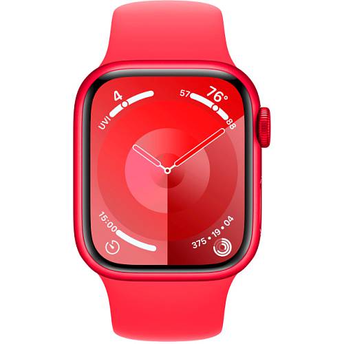 Apple Watch Series 9, 45 мм, корпус из алюминия цвета (PRODUCT)RED, спортивный ремешок, M/L