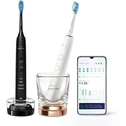 Зубная щетка Philips Sonicare DiamondClean 9000 HX9914/57, черный/белый