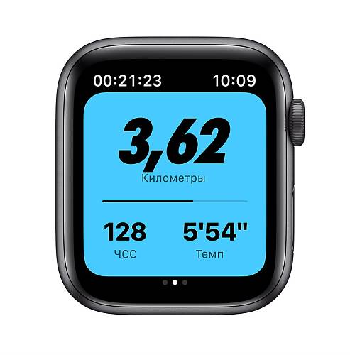 Apple Watch Nike SE, 44 мм, алюминий цвета «серый космос», ремешок Nike цвета «антрацитовый/черный»