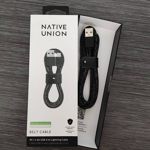 Кабель Native Union Belt Cable, USB-A/Lightning, длина 1,2м., «черный космос» (уценка)